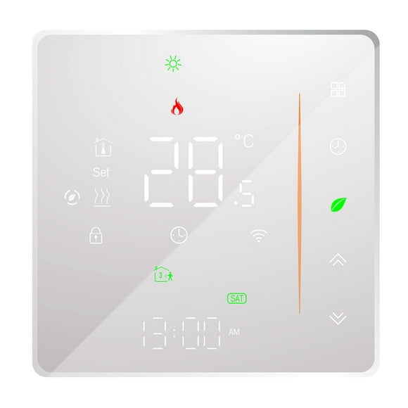 Homgeek WiFi Smart Thermostat Température Contrôleur Hebdomadaire Programmable Prend en Charge le Contrôle Tactile / Application Mobile / Commande Vocale Compatible avec / Maison, pour l'Eau / Chaudière à Gaz 5A Blanc