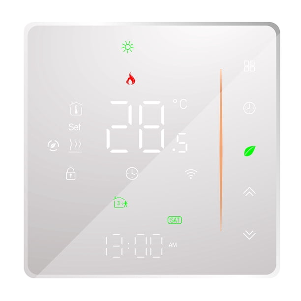 Termostato Termostato inteligente WiFi Controlador de temperatura Programable semanalmente Admite control táctil / Aplicación móvil / Control de voz Compatible con Alexa / Google Home, para calefacci Irfora Termostato