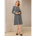 thumbnail image 2 of DARING DIVA Tweed Long Sleeve Elegant Work A-Line Dress XL Black, 2 of 7