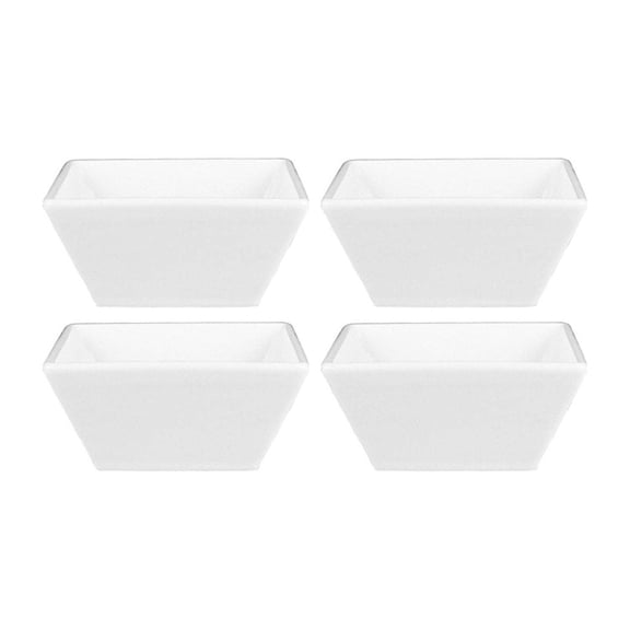 Porcelain Merid 4" x 4" x h:2" 7 oz. Square White Porcelain Bowl (Set of 4)