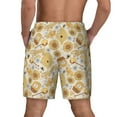 thumbnail image 3 of Sigee Honey Honeycomb Print Mens Swim Trunks with Compression Liner Quick Dry Swim Stretch Beach Shorts with Pockets,S-3XL, 3 of 7