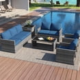 thumbnail image 2 of AECOJOY 7 Pieces Outdoor Furniture Set with Two Storage Boxes, Rattan Wicker Sectional Sofa Couch Patio Conversation Set, Dark Blue, 2 of 8
