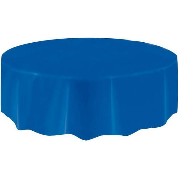 Unique Royal Blue Plastic Party Tablecloth Round 84-inch (Pack of 14)