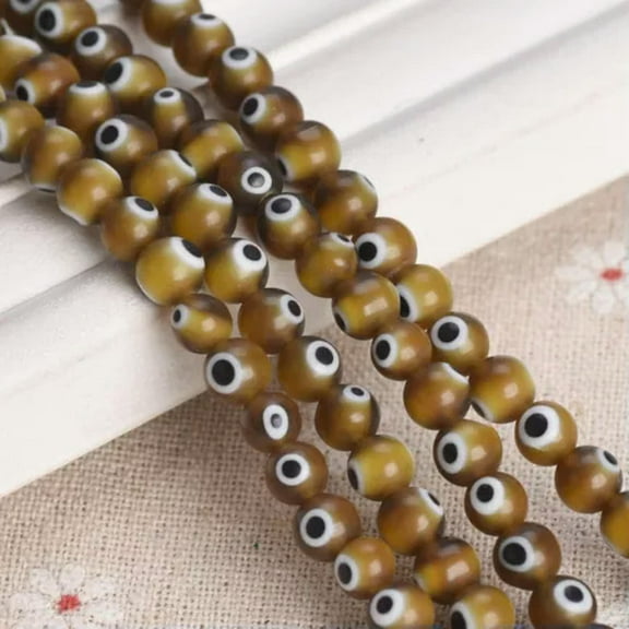 U8MO Round 6mm 8mm 10mm Evil Eye Millefiori Glass Beads for Jewelry Making-10mm(35pcs/strain)-Brown