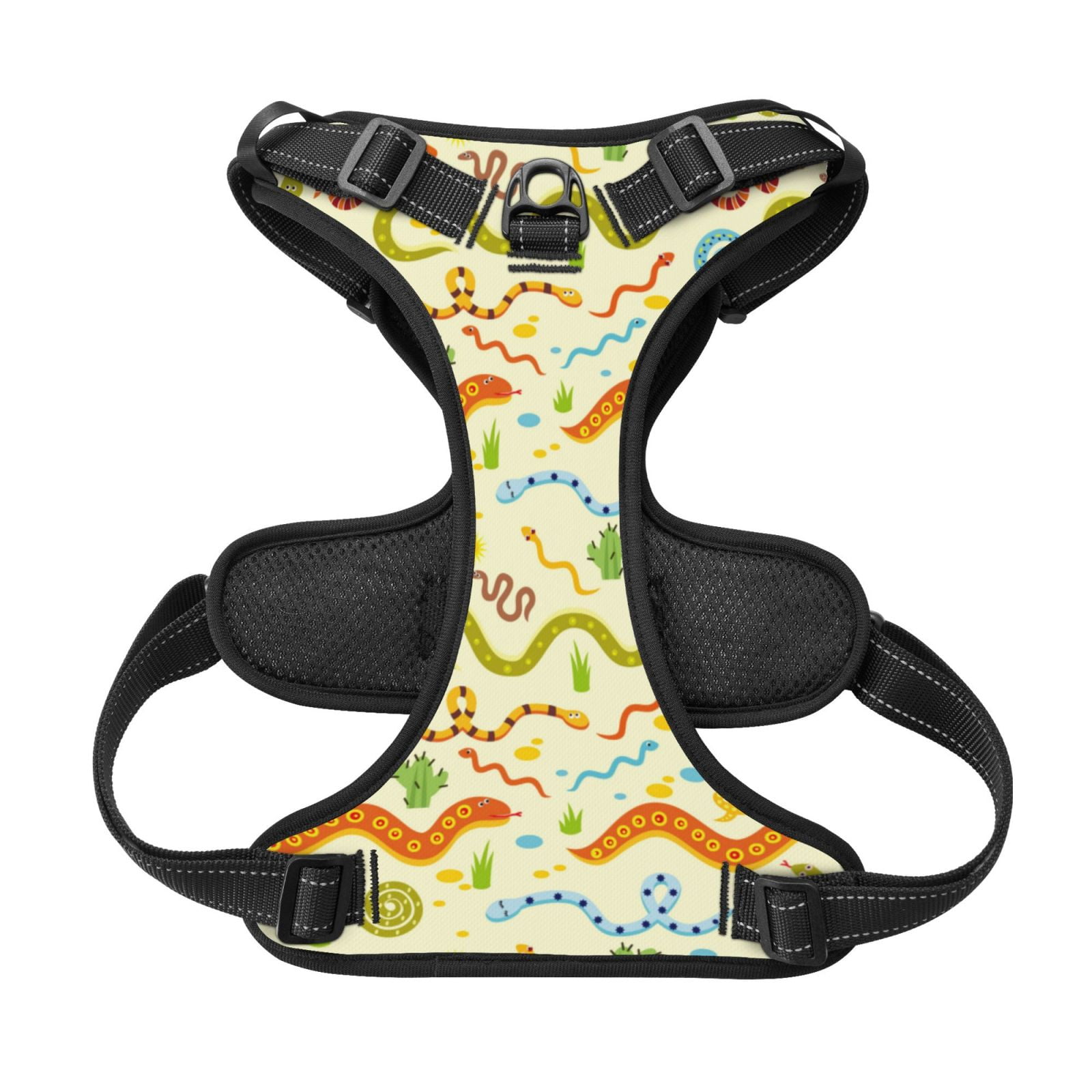Kdxio Cartoon Snake8 Print No Pull Dog Harness Adjustable Reflective Oxford Easy Control Medium Large Dog Harness for Training and Everyday-Medium