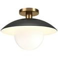 thumbnail image 3 of Evelyn&Zoe 14.5" Matte Black/Brass Metal/Glass Semi Flush Mount, 3 of 6