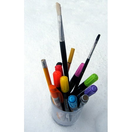 Canvas Print Pens Brushes Color Colorful Brush Colored Pencils Stretched Canvas 10 x (Best Paper For Brush Pens)