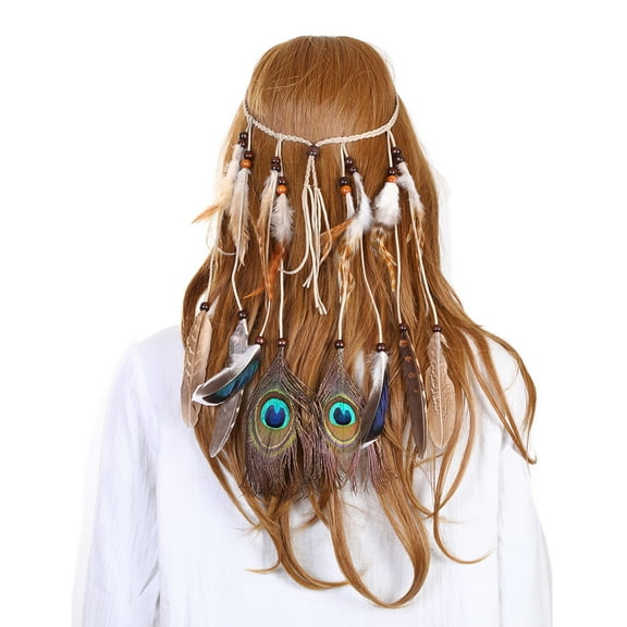 Zhuge Bohemian Feather Headband, Festival Headpiece, A