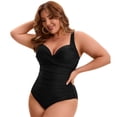 thumbnail image 2 of DARING DIVA Women's Plus 1 Piece Crisscross V-neck Swimsuit 1X Black, 2 of 7