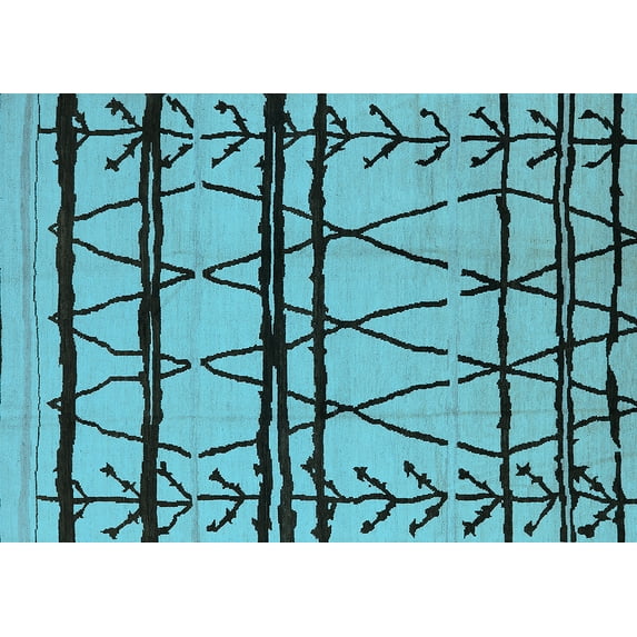 Ahgly Company Indoor Rectangle Solid Light Blue Modern Area Rugs, 3' x 5'