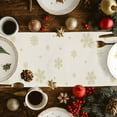 thumbnail image 4 of Burlap Table Runner 90 Inches Long,Winter Christmas Tree Reindeer Non-Slip Kitchen Table Runners for Dining Room Everyday Use Party Table Decorations Gold Snowflake on Beige, 4 of 9