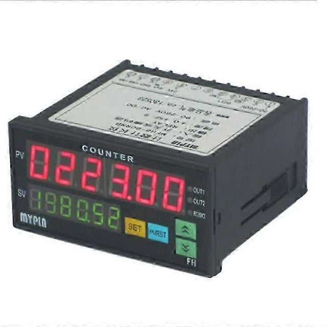 Mypin FH8-6CRRB Dual Display Digital Counter 6 Digits Light-Emitting Diode AC/DC Length Meter Black