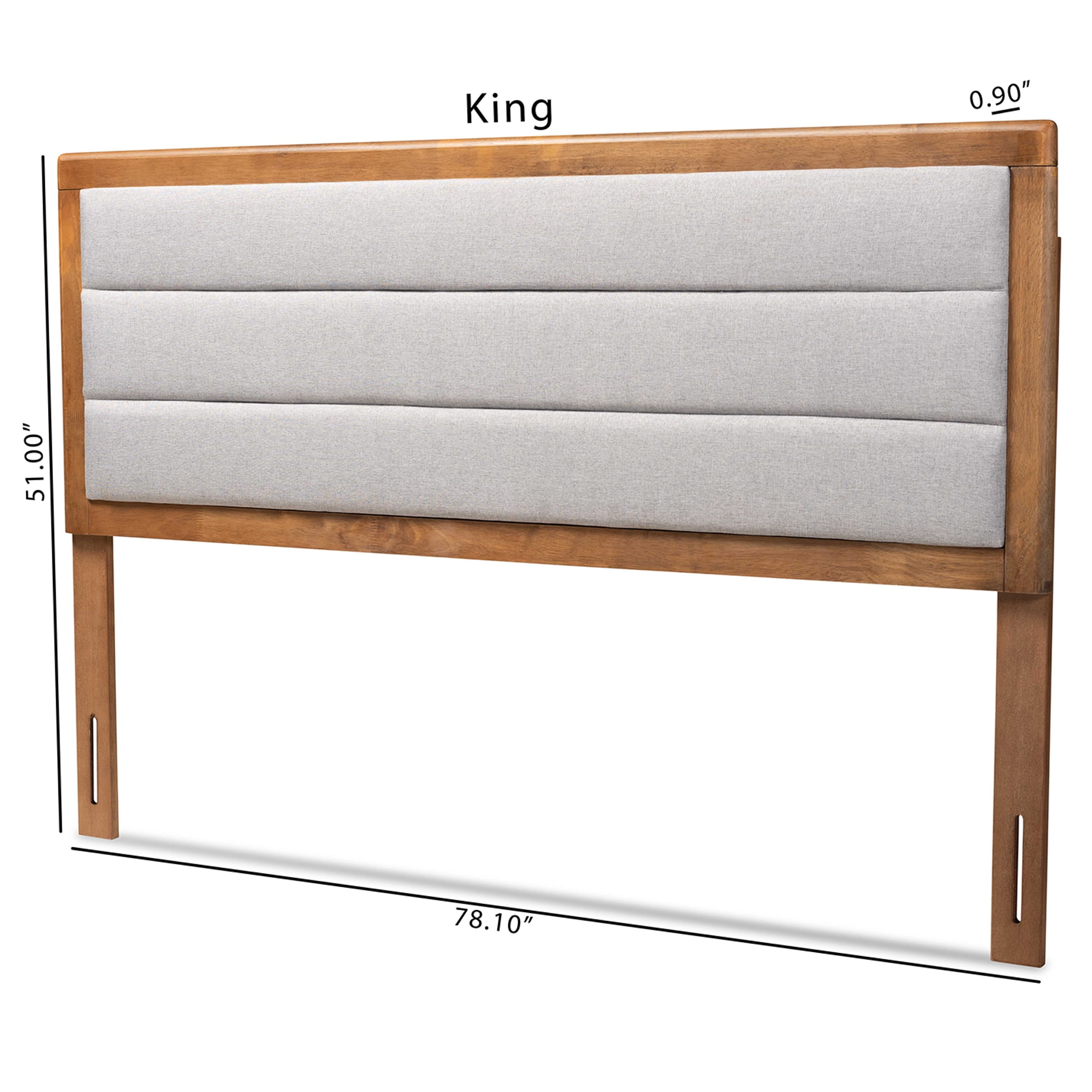 Baxton Studio Dexter Modern and Contemporary Light Grey Fabric Upholstered and Walnut Brown Finished Wood Full Size Headboard