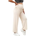 thumbnail image 2 of Maternity Women's Side Drawstring Wide Leg Pants, Over‑Belly High Elastic Support, Adjustable Side Ruched Detail for Pregnancy Daily Wear, Maternity Pants for Women Beige XXL, 2 of 6