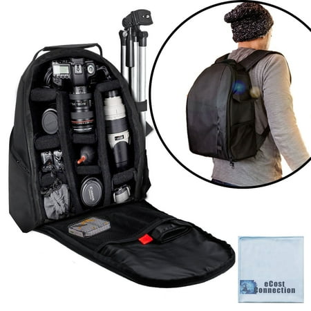 Deluxe Camera/Video Padded Backpack for SLR / DSLR Cameras with eCostConnection Microfiber (Best Backpack Camera Bag)