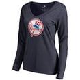 thumbnail image 2 of Women's Navy New York Yankees Cooperstown Collection Forbes Long Sleeve V-Neck T-Shirt, 2 of 3