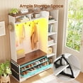thumbnail image 5 of Hall Tree with Bench, Farmhouse Hall Tree with Coat Rack & 7 Open Shelves, Entryway Bench with Storage, Shoe Cabinet with Flip Drawers, Wood Hall Tree with Storage Bag for Living Room, White, 5 of 9