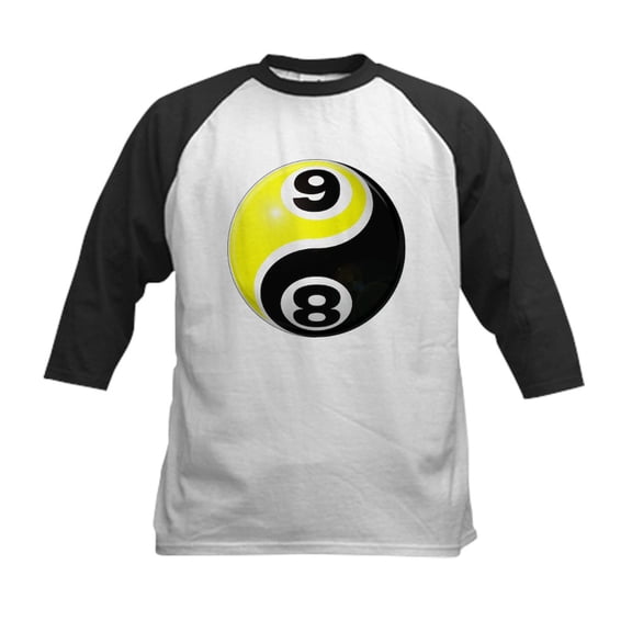 CafePress - 8 Ball 9 Ball Yin Yang Kids Baseball Jersey - Kids Cotton Baseball Jersey, 3/4 Sleeve Shirt