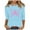 Sky Blue, variant on Alkepwun 3/4 Length Sleeve Tops for Women Octobor Breast Cancer Shirt Casual Pink Ribbon Print Graphic Tees Breast Cancer Awareness T Shirt Crew Neck Pullover Tops