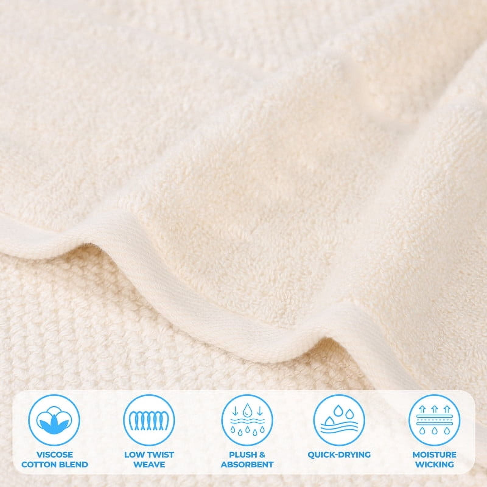 Superior Mile Smart Twist Cotton Medium Weight Bath Towels, Set of 2, Ultra Absorbant Towels, Ivory