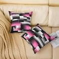 thumbnail image 5 of Geometric Reversible Throw Pillow Covers Kids,Pink Black Grey Geometry Square Cushion Covers Set of 2 for Bed Sofa Couch,Stripe Line Pillow Covers Home Decor Modern Art 20 x 20-Inch, 5 of 6