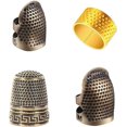 thumbnail image 1 of 4 piezas de dedal de costura, dedal de costura de cobre y metal, protector de dedo, anillo de protección de dedo ajustable, dedal de punta de dedo, accesorio de costura para manualidades, 1 of 4