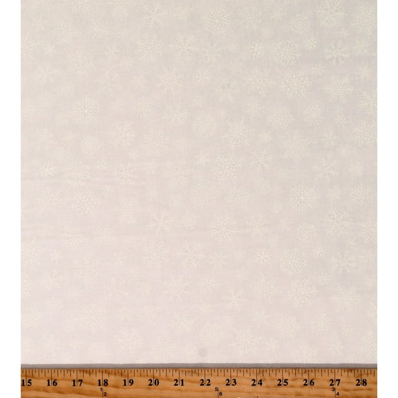 Cotton Silent Night Snowflakes Snow Winter Christmas Seasonal Holiday White Cotton Fabric Print by the Yard (25390-10)
