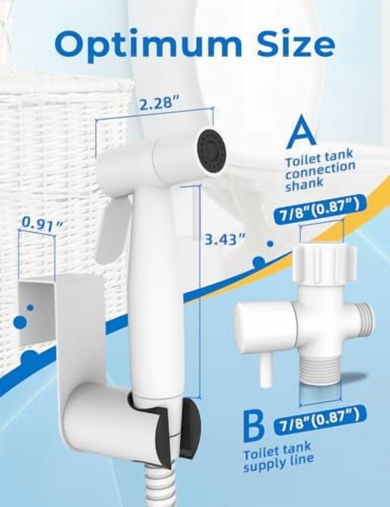 Matte White Handheld Bidet Sprayer for Toilet, Jet Sprayer for Toilet Muslim Shower, Adjustable Cloth Diaper Sprayer Bidets Attachment for Toilet, Bidet Hose for Feminine Wash