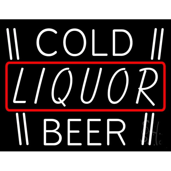 Cold Liquor Beer LED Neon Sign 24 x 31 - inches, Clear Edge Cut Acrylic Backing, with Dimmer - Bright and Premium built indoor LED Neon Sign for Bar decor.