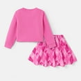 thumbnail image 7 of Barbie Kid Girls Skirt Set Heart Print Corduroy Cardigan with Plaid Pleated Skirt 2 Pieces Outfit Set Sizes 6-12, 7 of 7
