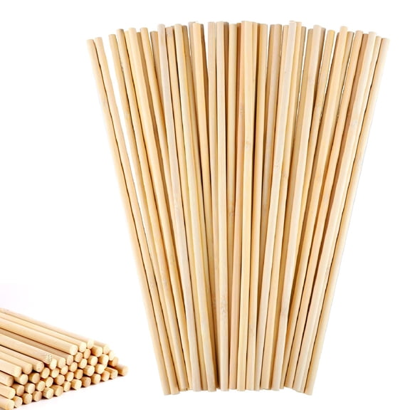 150 Pcs 1/8 x 12 Inch Wooden Dowel Rods, Unfinished Natural Bamboo Sticks for Crafts, Flower Bouquet & DIY Projects