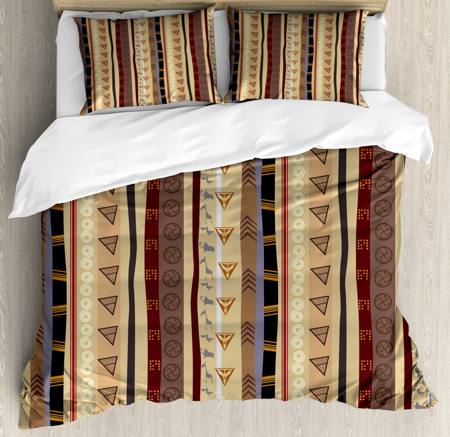 Tribal Duvet Cover Set Ethnic Striped Pattern With Vertical Wavy