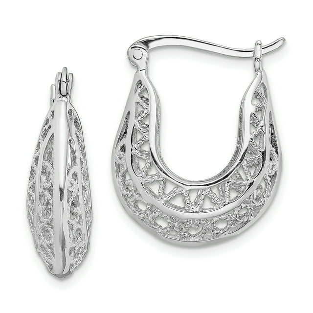 Boucles d'Oreilles Créoles en Filigrane Argent Sterling 925