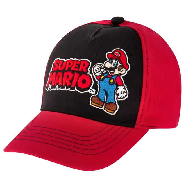 Gorra de béisbol Nintendo Super Mario rojo/negro para niños de 4 a 7 años