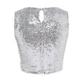 thumbnail image 5 of Fshinging Basic Cute Women Tank Top Glitter Sequin Sleeveless Cropped Casual Summer Clothes 2026 Silver L, 5 of 5