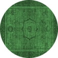 thumbnail image 1 of Ahgly Company Indoor Round Abstract Emerald Green Modern Area Rugs, 4' Round, 1 of 4