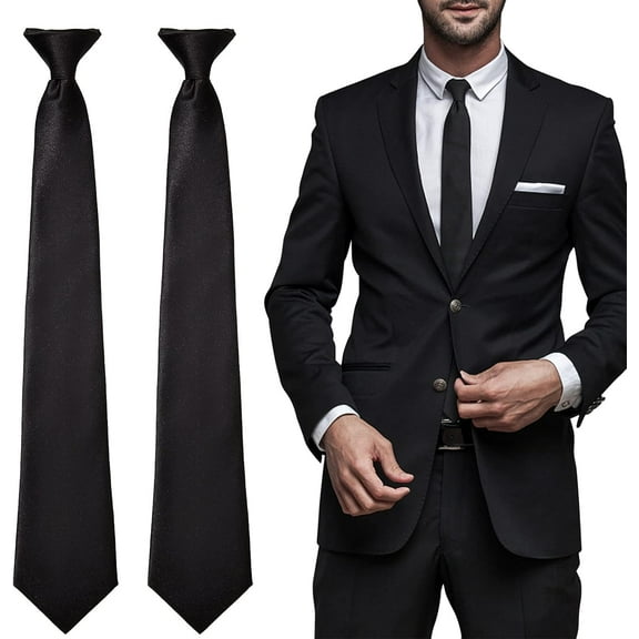 2 Pcs Men Ties Black Skinny Ties Slim Ties For Men Solid Color Ties Formal Necktie Business Tie Adjustable Neck Strap For Funeral Wedding School Uniforms Graduation