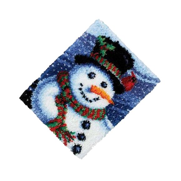 Ruiboury Christmas Latch Hook Kit DIY Rug Making Carpet Embroidery Kit Snowman 52x38cm