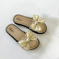 thumbnail image 6 of ZACPNCV Girl's Bow Slip on Slippers Open Toe Braided Slides Flat Sandals Beige 8-9 Years, 6 of 8