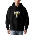thumbnail image 1 of Men's Long Sleeve Hoodie Pullover with Pockets - Abstract White Figure with Yellow Accents & Intricate Wing Patterns, 1 of 7