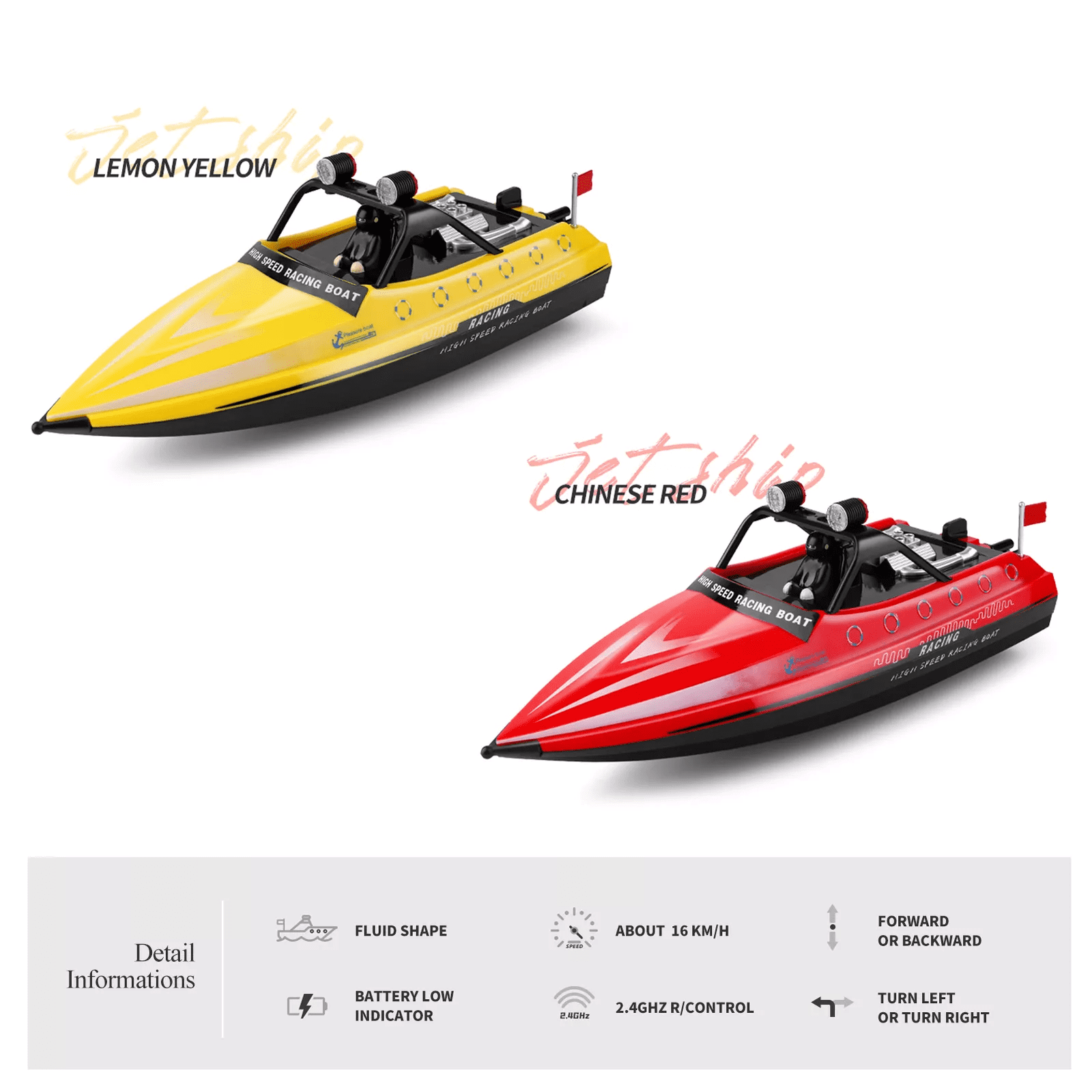 Bruce&Shark RC Boat, WLtoys WL917 Remote Control Boat, 10MPH High Speed RC Racing Boat for Pools or Lakes, 2.4GHz RC Boats for Adults Kids