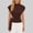 *Brown, variant on Women Stand Collar Short Sleeve Blouses with Belted ,Elegant Summer Casual Shirt Black,Womens Plus S