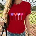 thumbnail image 2 of Ichuanyi Womens Shirts , Women Short Sleeves O-neck Print Casual Tops Blouse T-shirt Valentines Day Gifts for Her, 2 of 5