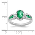thumbnail image 2 of 14K White Gold Ring Band Gemstone Emerald Oval Green Round Diamond, Size 6, 2 of 2