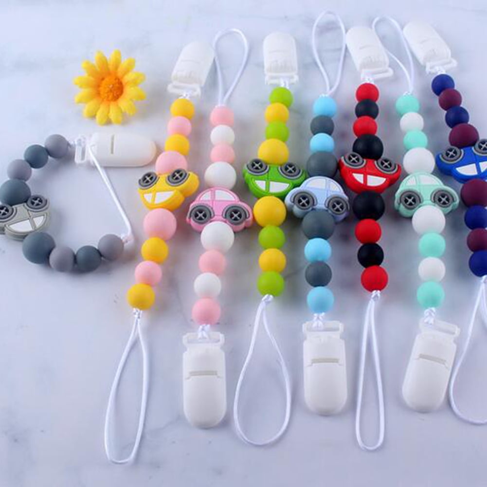Chain Cute Bead Silicone Soother For Baby Chew Dummy Pacifier Clip Teething 