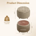 thumbnail image 4 of EOP 25" Round Storage Ottoman, Modern Tufted Fabric Footrest Stool With Reversible Tray Lid, Solid Wood Legs, Multifunctional Coffee Table For Living Room, Bedroom, Coffee, 4 of 16