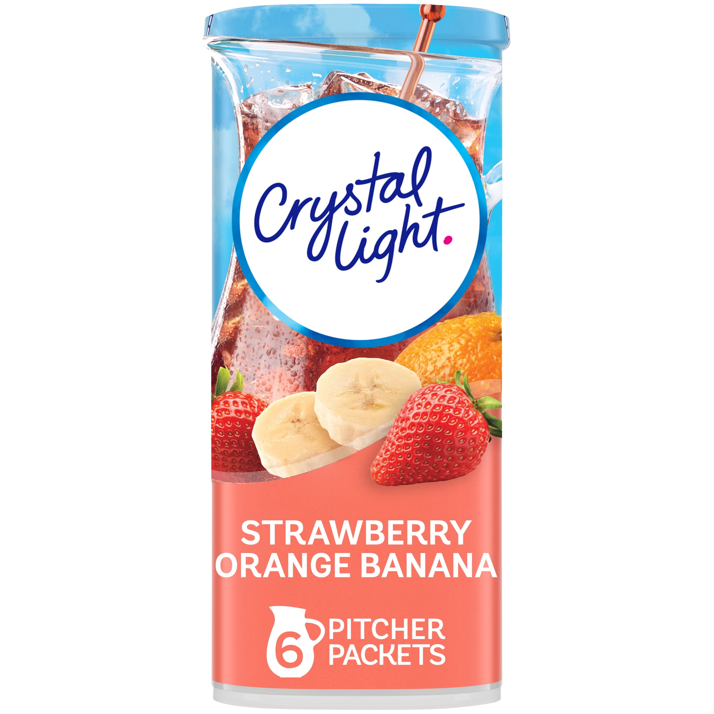 Crystal Light Strawberry Orange Banana Sugar Free Drink Mix Caffeine Free, 6 ct Pitcher Packets