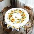thumbnail image 2 of Sunflower Round Tablecloth - Yellow Daisy Floral Butterfly Table Cloth 60 Inch Blue Boho Floral Seasonal Washable Table Cover for Indoor Outdoor Kitchen Dinning, 2 of 7