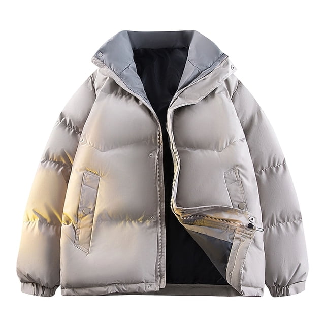 Veste Chaude à Col Montant Résistante à l'Eau pour Hommes pour Sports Extérieurs et Randonnée, Manches Longues avec Fermeture Éclair, Remplissage en Polyester pour Chaleur et Confort