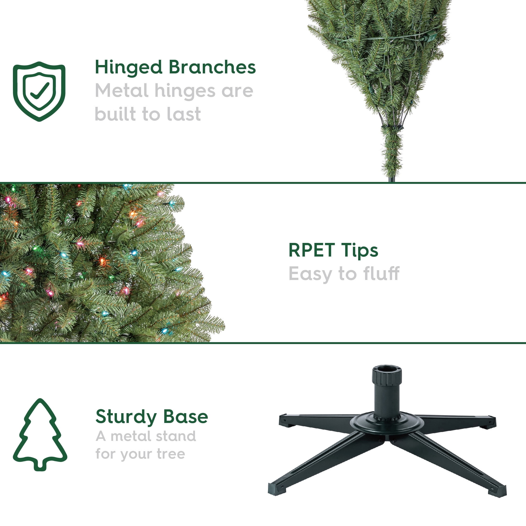 7' Pre-Lit Duncan Pine Green Artificial Christmas Tree with Color-Changing LED Lights, Quick Set, and Stand, by Holiday Time
